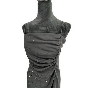 Be Smart‎ Evening Maxi Dress Womens Size 12 Sheer Overlay Rhinestone Made In USA